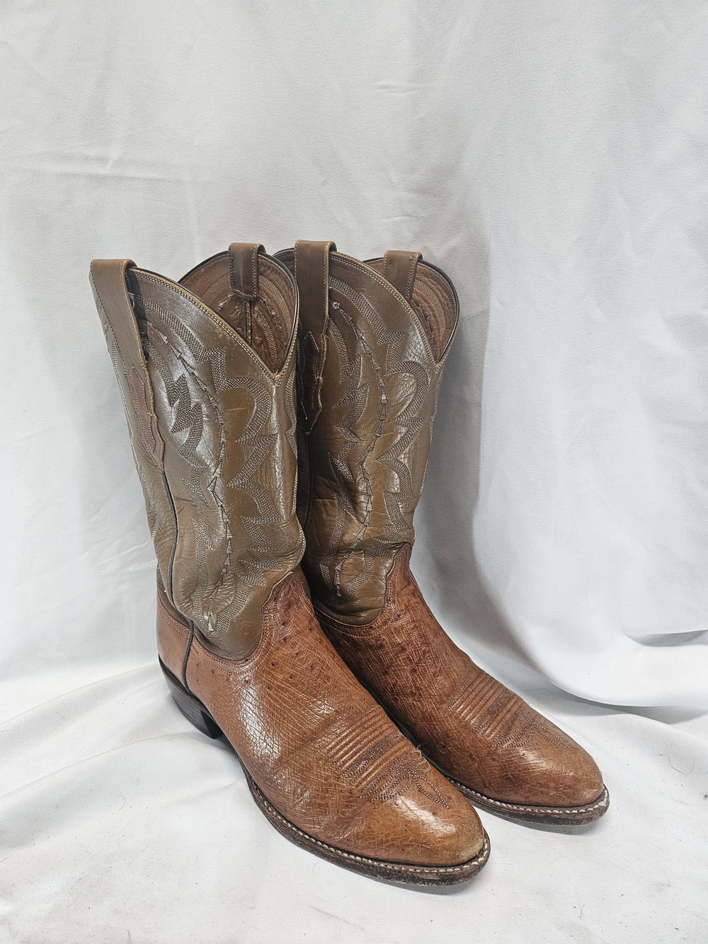 Lucchese Two-Tone Brown Cowboy Boots - Picture 2 of 8